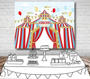 

custom circus tent striped carnival birthday balloon star clouds photography backgrounds Computer print party backdrops