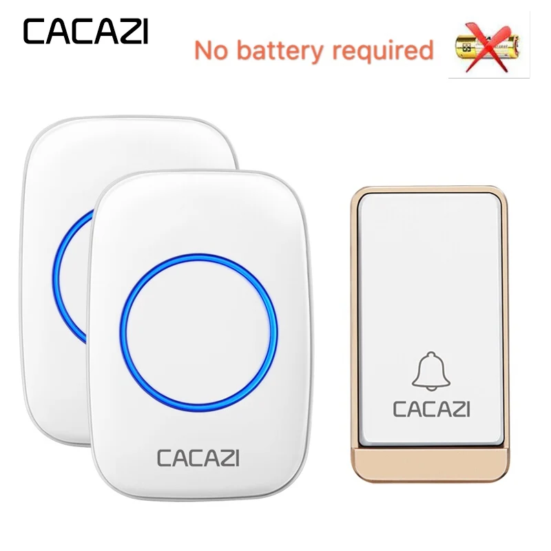 

CACAZI FA12 Self-Powered Wireless Doorbell Waterproof Smart No Battery Home Cordless Bell 200M Remote 38 chimes 1 2 button