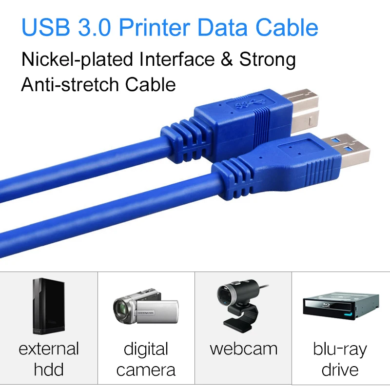 EGRINCY USB кабель для принтера тип A папа-B папа сканер USB 3,0 2,0 удлинитель для принтера Canon Epson hp HDD Кабель для принтера