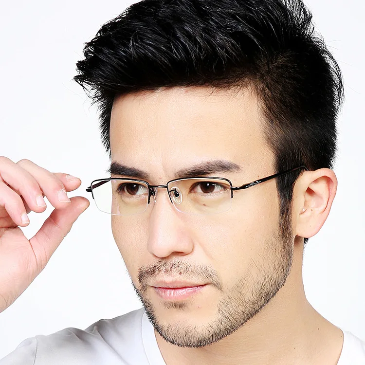 2016 New High Grade Men Semi Rimless Glasses 100 Pure Titanium Ultra