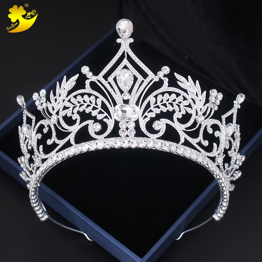 

Xinyun Big Pageant Crown Tocados Para Novias Crystal Tiaras and Crown Wedding Hair Accessories Exotic Hair Jewelry Headpiece