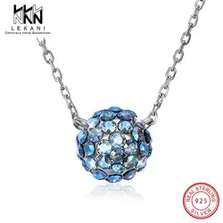 LEKANI роскошные ожерелья с шаровыми подвесками Кристалл от Swarovski бусины из стерлингового серебра 925 воротники ювелирные украшения для женщин