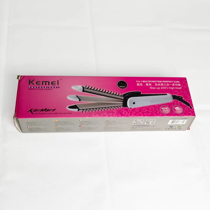 Kemei щипцы для завивки волос 3 в 1 Многофункциональный щипцы для завивки палочка кукурузная расческа ролик высокое качество выпрямитель Фен щетка инструмент для укладки 42D