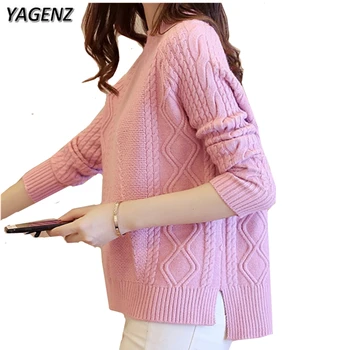 

Sweater Women Autumn Winter Loose Pullover Women Warm Short Sweater O neck Long Sleeves Knitted Solid Casual Tops Lady Clothing