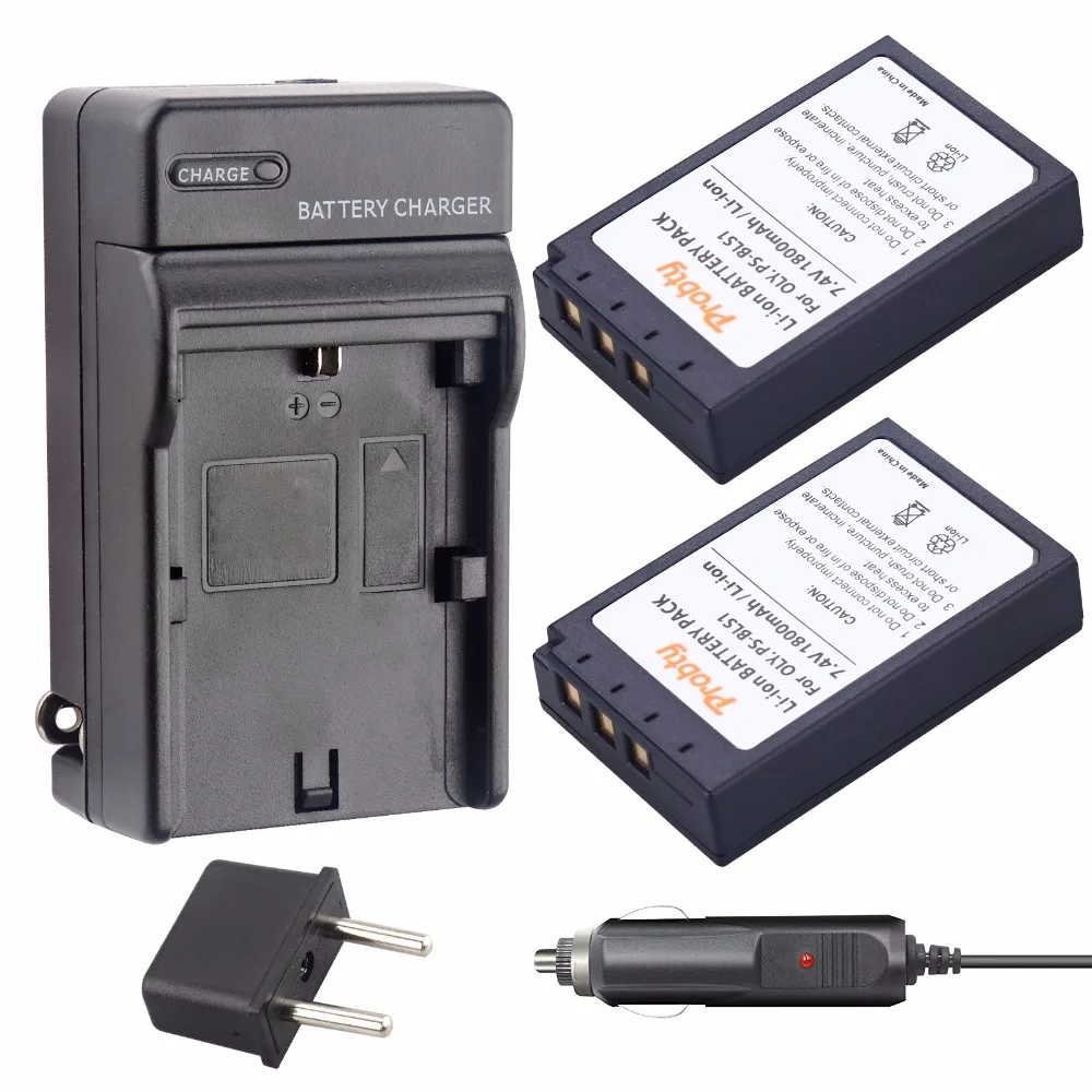 2Pcs PROBTY PS BLS1 PS BLS1 Battery + Charger for Olympus E 410 E 420 E