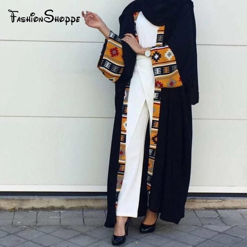 

2018 Adult Casual printed stitching Musulmane Turkish Dubai Fashion Abaya Muslim Dress Robes Arab Prayer Worship Service #D548