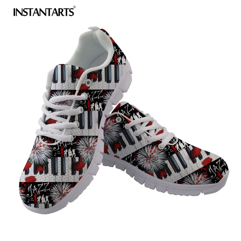 

INSTANTARTS Women Casual Flats Shoes Musical Design Teen Girl Piano Keyboard Sneakers Trainer Ladies Shoes Student Walk Footwear