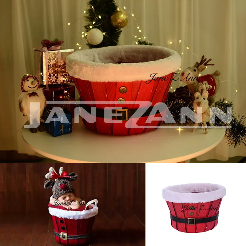 

Jane Z Ann Newborn photography items Christmas barrel braid basket baby photo shoot container frame studio accessories