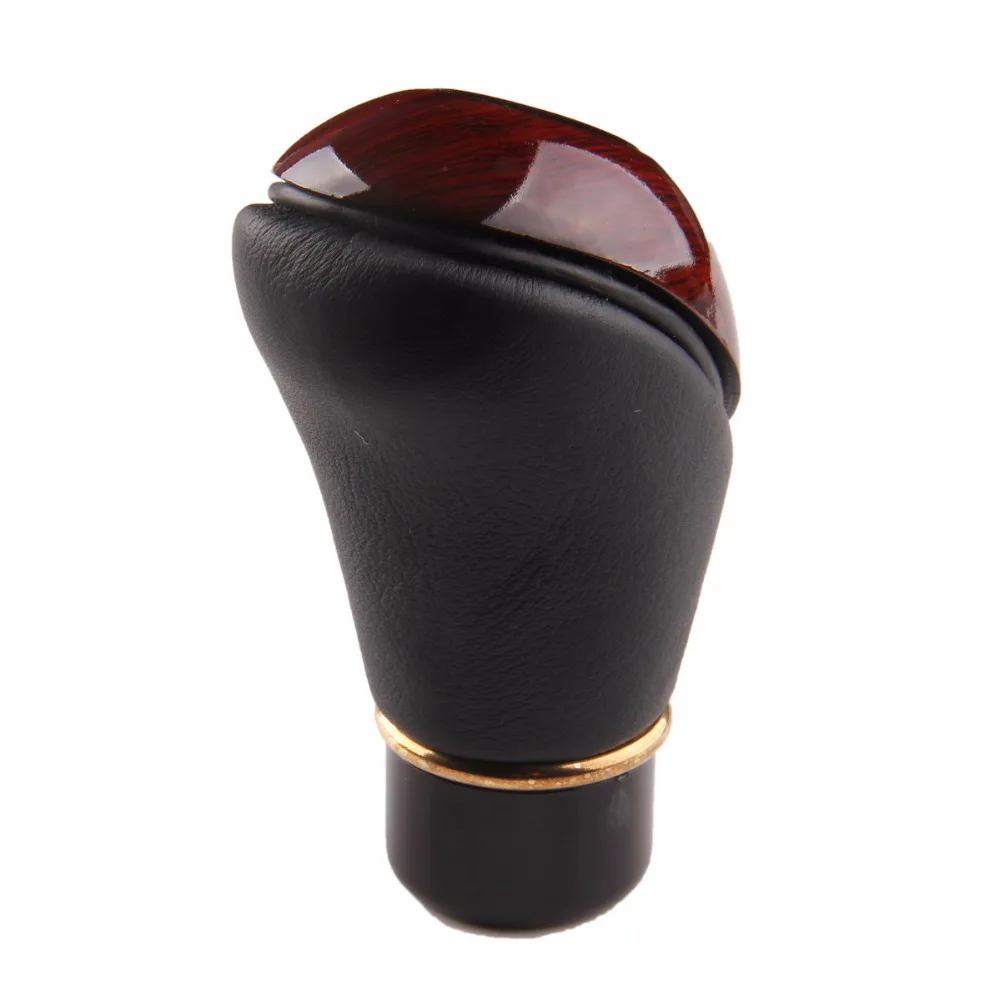 POSSBAY de imitación de madera de cuero de la PU de cambio de mando Universal coche Manual de cambio de engranaje de mando palo de fibra de carbono estilo palanca