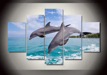 

Sale Cuadros Fallout Jumping Dolphins Canvas Painting For Home Decoration 5 Pcs Wall Pictures Combination Decor On Modern