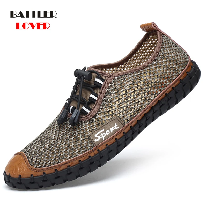 

Summer Men Breathable Mesh Shoes Mens Casual Shoes Brand Fashion Sandals Comfortable Mans Rubber Water New 2019