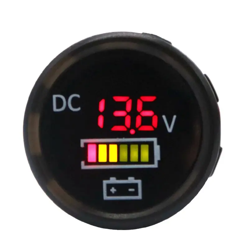 

DC 12V/24V Car Boat Voltmeter Battery Monitor IP67 Waterproof LED Voltage Gauge