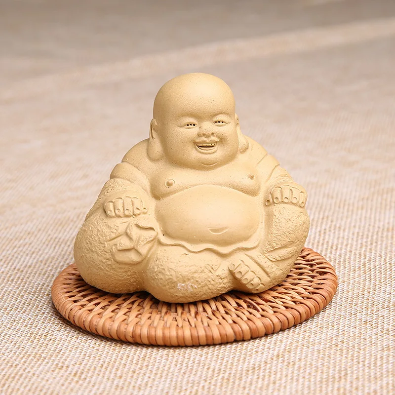 4 шт. набор фиолетовая глина улыбающееся лицо чайные фигурки «Будда» украшение для дома Maitreya чай оптом церемония Аксессуары
