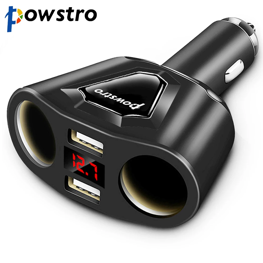 Автомобильное зарядное устройство Powstro 5 в 3 1 а с двумя usb портами и 2 разъемами для