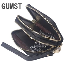Мужская сумка из натуральной кожи, кошелек для монет, двойная молния, кошельки для ключей, Модные Женские ключницы, ключницы для карт, ключницы K6088