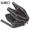 Classic New Double Zip Men's Genuine Cow Leather Car Key Holder Multifunction Housekeeper High Class Motor Key Case 1