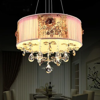 

LED Pendant Lights Crystal Light Round Living Room Light Main Bedroom Light Warm Pastoral Simple Creative Restaurant LU810213
