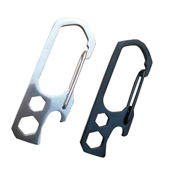 

Outdoor Multi-function Stainless Steel Bottle Opener Carabiner Camping Hike tools Hexagonal Wrench Carabiner Keychain Tools
