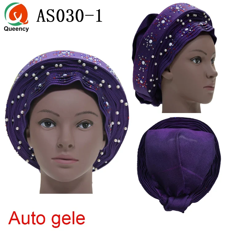 Queency африканские готовые дамы Aso oke материал авто-геле Headtie многоцветные доступны DHL AS030 - Цвет: purple