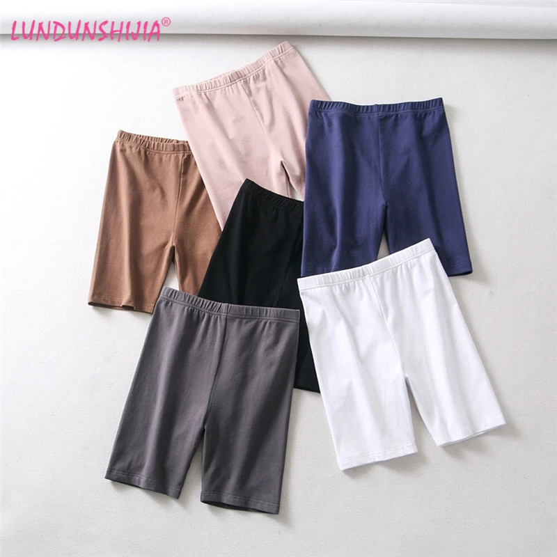 

LUNDUNSHIJIA 2018 Spring Summer Autumn Women's Bike Shorts Slim Fit For Women Classic Solid Skinny Shorts 6 Colors