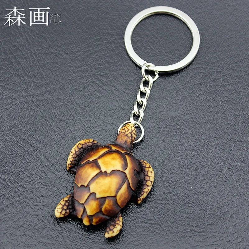 

Cool Imitation Yak Bone Carved Tortoise Key Chains Men Women's Car Keychains Sea Turtles Keyrings for Children's Gift KR07