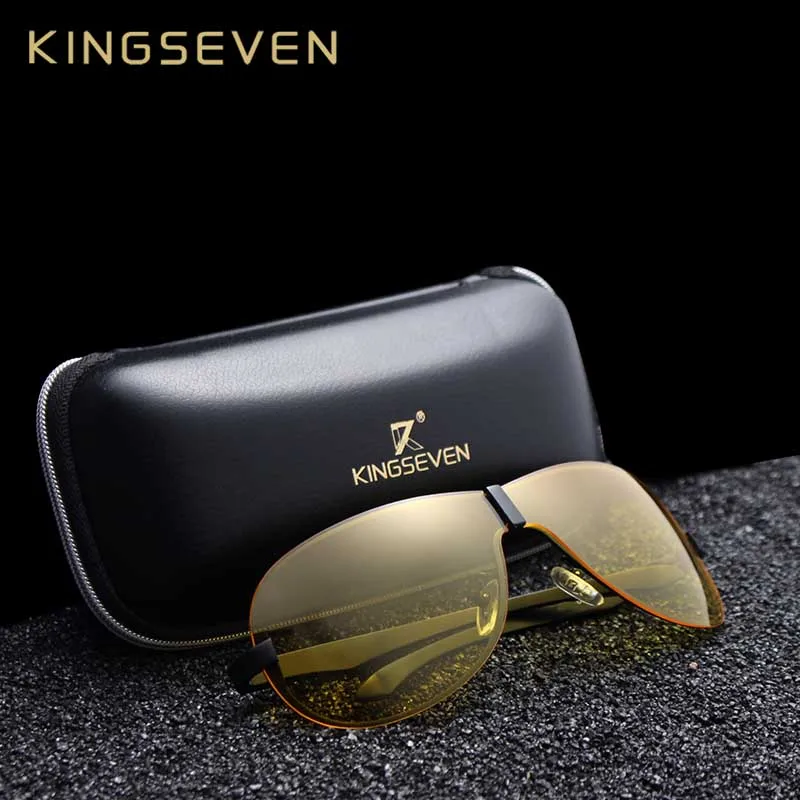 Мужские солнцезащ. Очки ночного видения KINGSEVEN черно серые солнцезащитные очки с