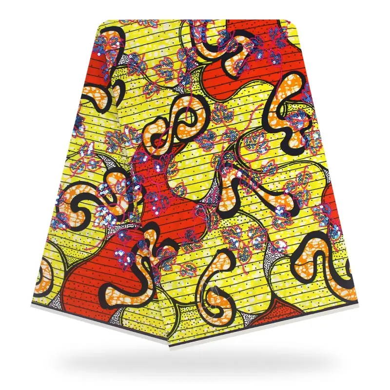 

Veritable Hollandais Wax Guaranteed Real Dutch Wax 6yard/lot 2019 New Sequins Hollandais High Quality African Ankara Fabric(TQD4