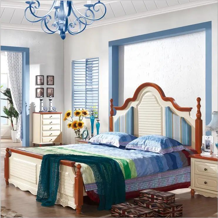 Us 700 0 Mediterranean Rustic Wood Bed American Country Side Bedroom Furniture 1 8m P10258 In Beds From Furniture On Aliexpress