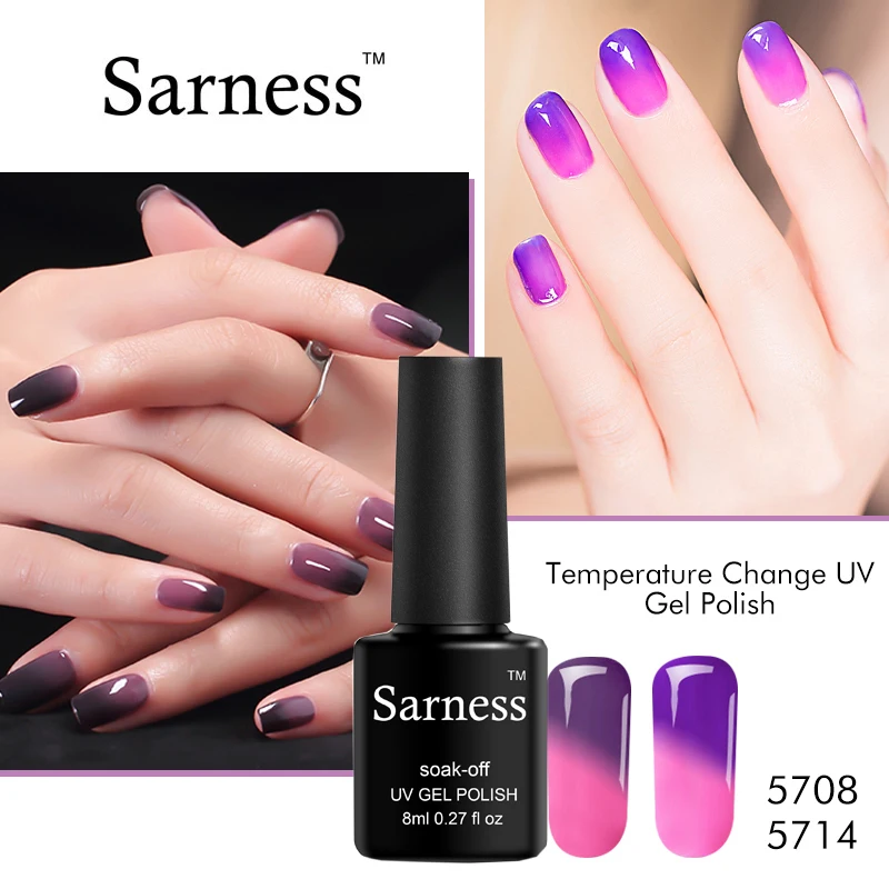 

Sarness Soak-off Temperature Change Color Nail Art 8ml Colorful Lucky Top UV Gel Varnish Long Lasting Thermal UV Gel Nail Polish