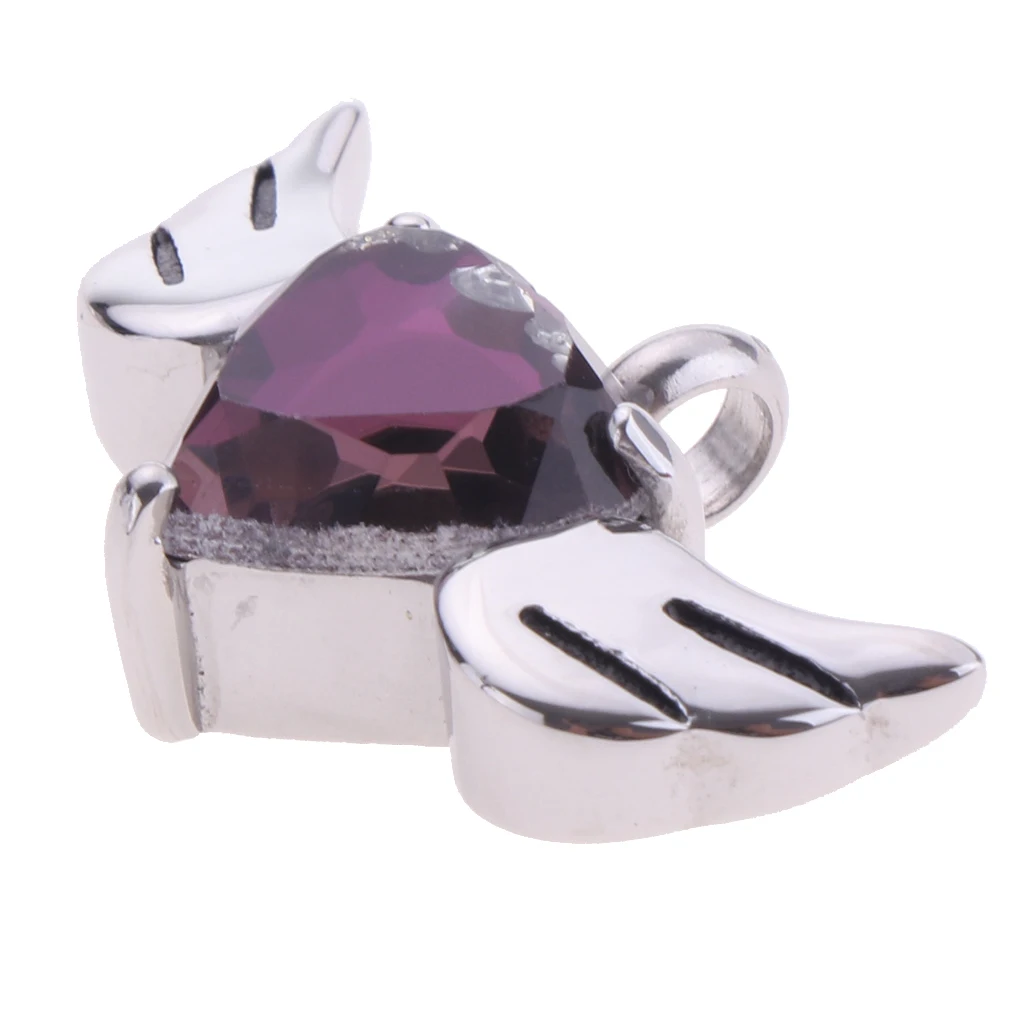 Purple Crystal Cremation Ash Holder Urn Memorial Keepsake Heart Wings Pendant Fashion Jewelry Pendant