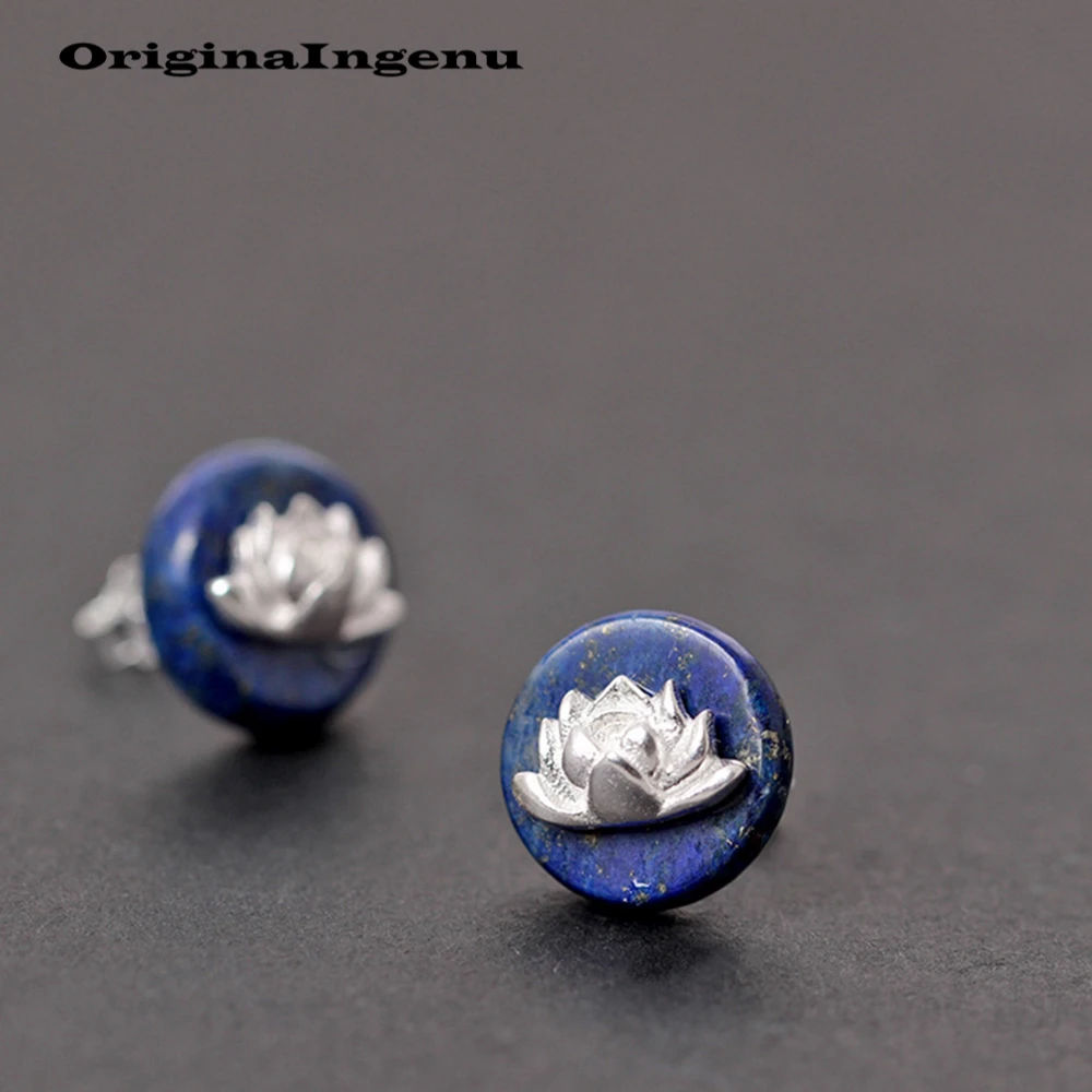

925 Silver Earrings Lapis Lazuli Jewelry Vintage Minimalism Unique Birthday Gift Pendientes Brinco oorbellen Earrings for Women
