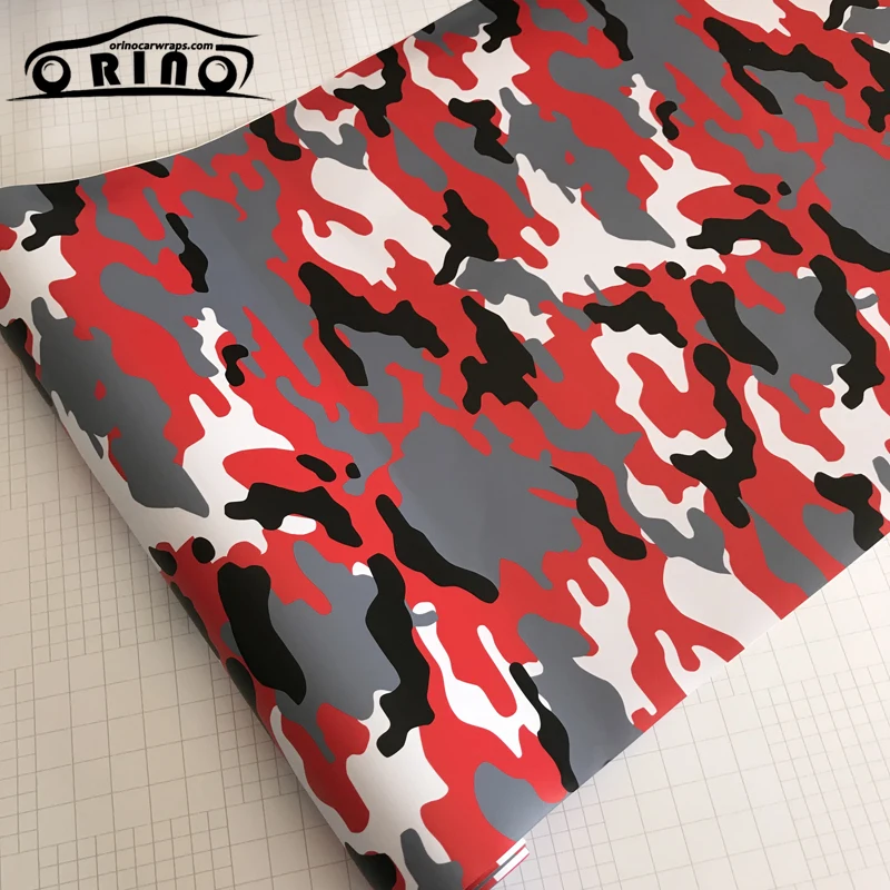 Black Red White Camouflage Vinyl Film-5