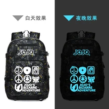 Необычный рюкзак JoJo's Adventure с геометрическим принтом Rugzak, рюкзак с аниме, рюкзак с usb зарядкой для ноутбука, рюкзак унисекс для путешествий