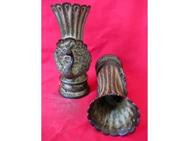 Редкий Старый MingDynasty пара бронзовая ваза, с резьбой и отметкой, декоративные, лучшая коллекция и украшение