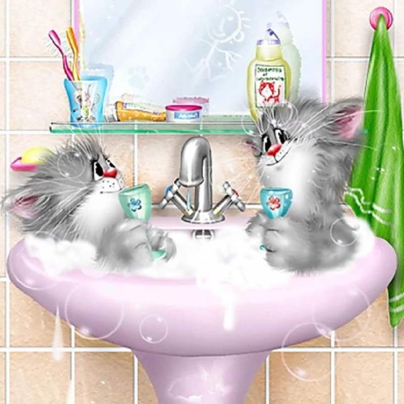 

New Diy Diamond painting kits stone cats bath home Decoration cross stitch kits cartoon of diamond embroidery full whole picture