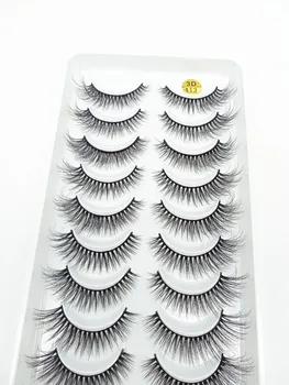 

100 Pairs 3D Soft Faux Mink Hair False Eyelashes Natural Messy Eyelashes Crisscross Wispy Fluffy Eyelashes Extension Eye Makeup