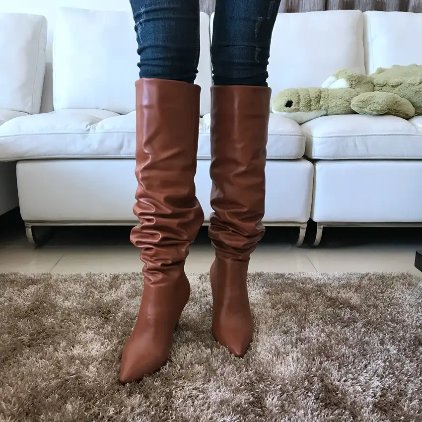 long leather boots womens