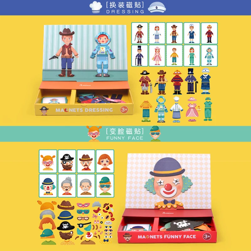 Монтессори игрушки магнитная уход за кожей лица Пазлы материалы Montessori магниты