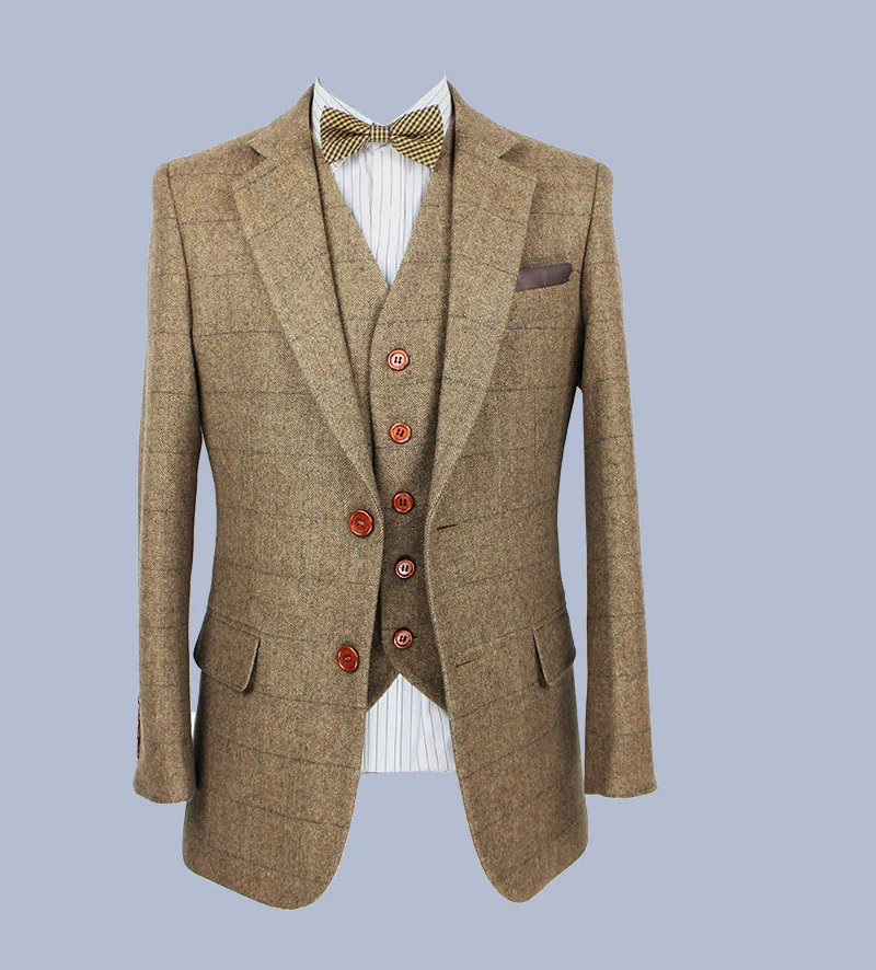 Aliexpress 2016 Tailor Made Slim Fit Suits For Men Retro Aliexpress 2016 Tailor Made Slim Fit Suits For Men Retro Brown Herringbone Tweed Custom Mens 3 Piece Suit Blazers From Reliable