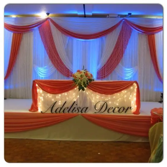 10ft x 20ft pure wedding backdrop with red swags stage drapes wedding