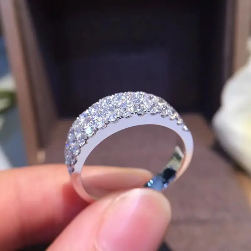 AEAW 1.2CTW карат F цвет Лаборатория Grown Муассанит Круглый Алмаз обручальное кольцо 925 серебро для женщин