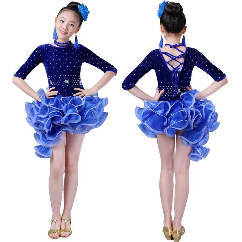 

New Children's Professional Latin Dance Dresses Girls Ballroom Dresses Modern Tango Chase Dresses Latin Dance Costume