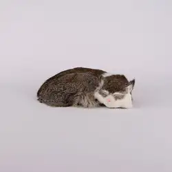 Хаки моделирование милый кот пластиковые и мех Спящая кошка модель подарок 27 х 6 х 20 см A97