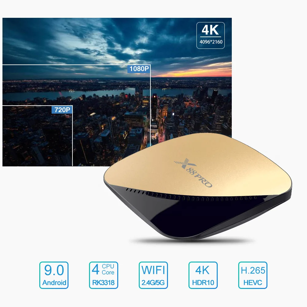 Android 9.0 TV Box X88 PRO 4GB 64GB 32G RK3318 1080P 60fps H.265 USB3.0 Google Play Store Netflix Y