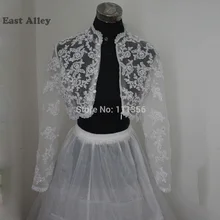 Белое кружевное свадебное болеро ручной работы цвета слоновой кости с длинными рукавами для невесты