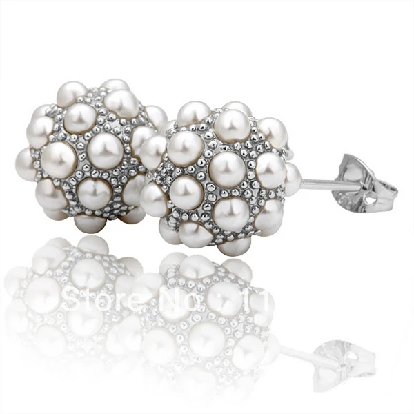 Le013 Trendy White Rose Gold Color Items Simulated Pearl Pave Ball Le013 Trendy White Rose Gold Color Items Simulated Pearl Pave Ball Stud Earrings Women S Jewelry Christmas Gift Accessory In From