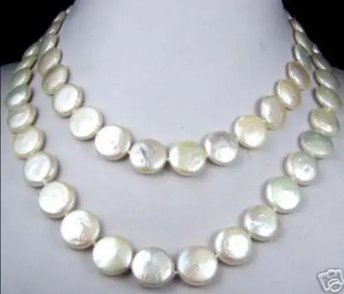 

Free Shipping >>>>> Genuine 11-12mm freshwater Cultured coin pearls necklace 32