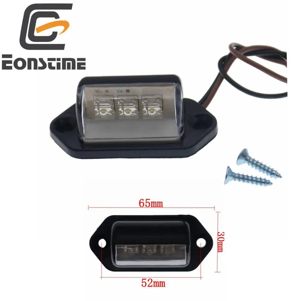 

Eonstime 12V/24V Car Truck 3 LED License Number Plate Light Backup Pickup Rear Reverse Tag Lamp Side Light Signal Tail Light