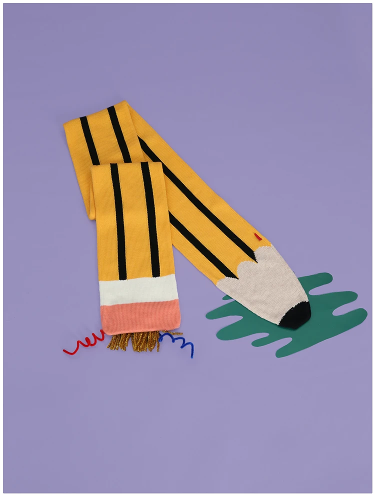Новинка, зимний и осенний вязаный шерстяной шарф, полосатый уплотненный шарф-воротник, женский желтый шарф-карандаш в полоску
