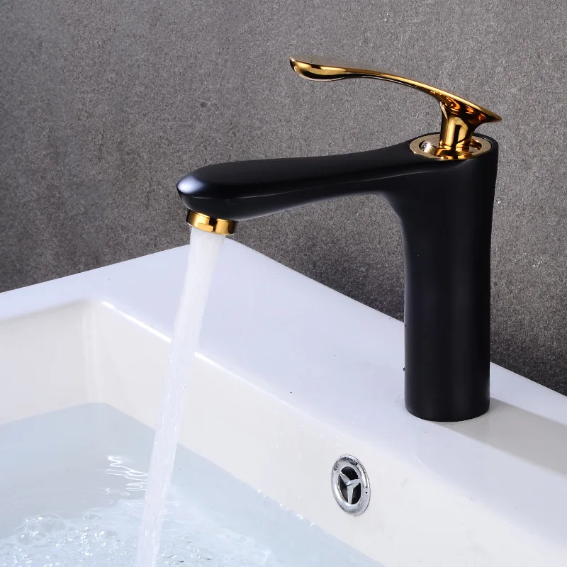 Dofaso Euroup латунь черный Золотой смеситель для ванной комнаты модный умывальник смеситель раковины холодной и горячей воды смесителя - Цвет: black basin faucet